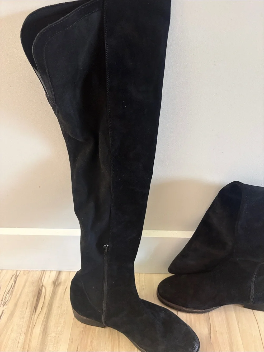 Free People Tall Black Suede Over-the-Knee Boots